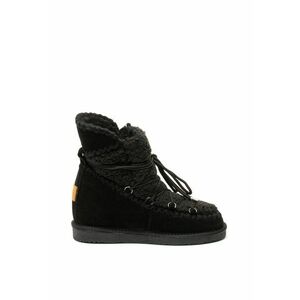 Ghete de piele intoarsa si blana shearling sintetica - cu talpa wedge ascunsa imagine