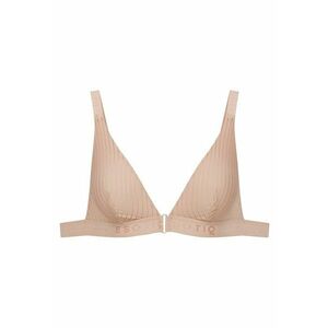 Sutien moale textil - bej - fara sarma - insertii detasabile - dungi transparente imagine