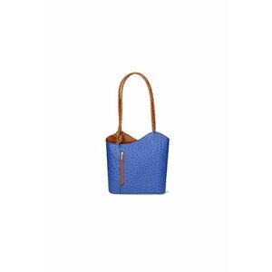 Rucsac de piele cu imprimeu piele de strut - Albastru royal/Caramel imagine