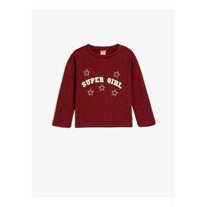 Bluza cu maneci lungi si imprimeu text - Visiniu imagine
