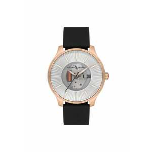 Ceas barbatesc MEX3175 - carcasa 43mm - culoare aurie - curea neagra - mecanism quartz - rezistenta la apa 3 ATM imagine