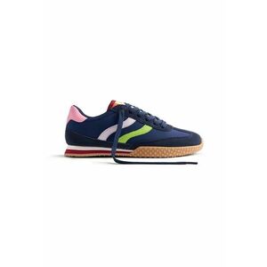 Pantofi sport din material textil cu garnituri de piele intoarsa - Rosu/Albastru imagine