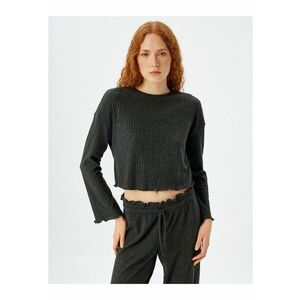 Bluza striata crop de pijama - Gri antracit imagine