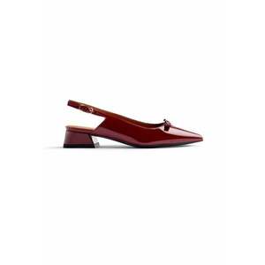 Pantofi slingback cu aspect lacuit - Visiniu imagine