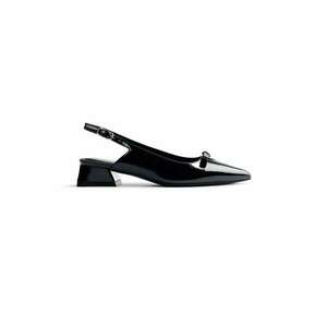 Pantofi slingback cu aspect lacuit - Negru imagine