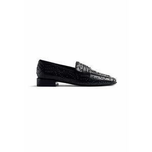 Pantofi loafer de piele ecologica cu tinte Lanse - Negru imagine