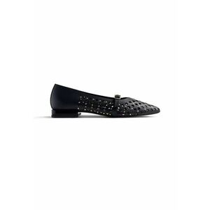 Balerini de piele cu perforatii - Negru imagine
