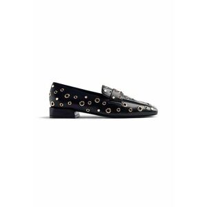 Pantofi loafer cu varf patrat - anouri metalice si tinte Imlay - Negru imagine