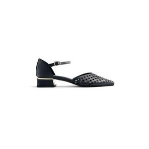 Pantofi de piele cu varf ascutit si perforatii Onsted - Negru imagine