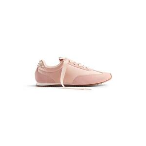 Pantofi low-cut cu garnituri de piele intoarsa si margele - Roz imagine