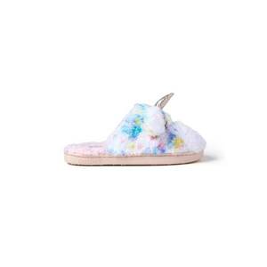 Papuci pufosi cu model unicorn - Multicolor imagine