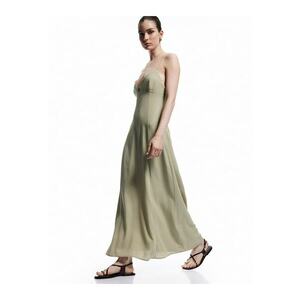 Rochie midi cu croiala in A - Kaki imagine