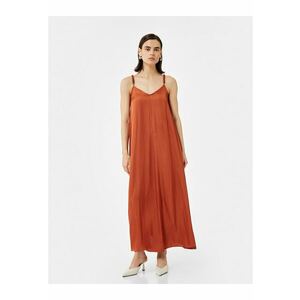 Rochie maxi cu decolteu in V - Portocaliu stins imagine