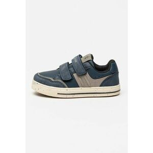 Pantofi sport low-cut cu velcro si piele intoarsa ecologica - Grej/Bleumarin imagine