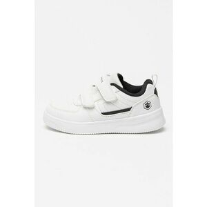 Pantofi sport cu velcro si insertii de piele ecologica - Alb imagine