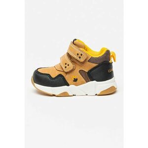 Pantofi sport wedge cu piele intoarsa ecologica si velcro - Maro camel imagine