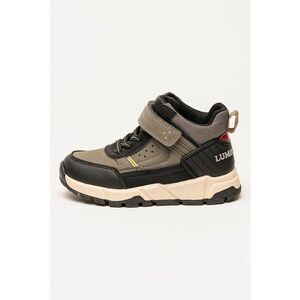 Pantofi sport de piele ecologica cu bareta velcro - Negru/Gri inchis imagine