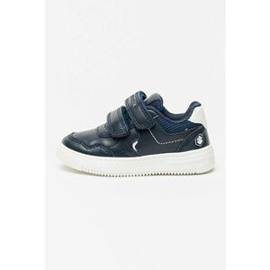 Pantofi sport de piele ecologica cu logo si velcro - Albastru ultramarin imagine