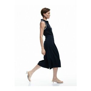 pantaloni culotte capri cu pliuri - Bleumarin imagine