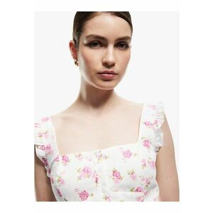 Bluza de bumbac cu model floral - Roz imagine