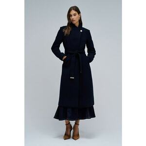 Palton slim fit din amestec de lana Grace - Albastru inchis imagine