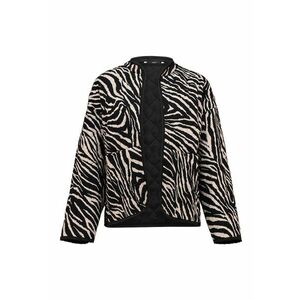 Jacheta fara inchidere cu imprimeu leopard - Negru/Bej imagine
