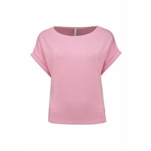 Tricou din amestec de modal cu decolteu la baza gatului - Roz imagine