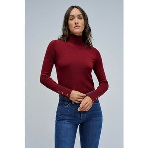 Pulover slim fit cu guler inalt - Rosu inchis imagine