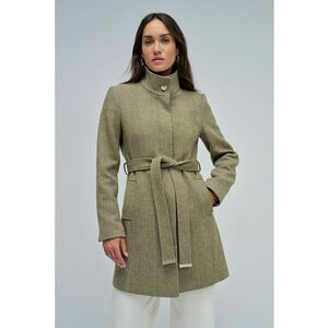 Palton slim fit din amestec de lana Grace - Verde sparanghel imagine