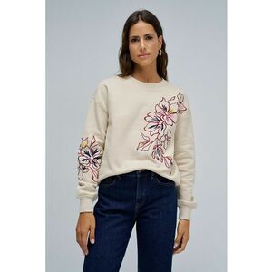 Bluza de trening cu broderii florale - Visiniu/Bej inchis imagine