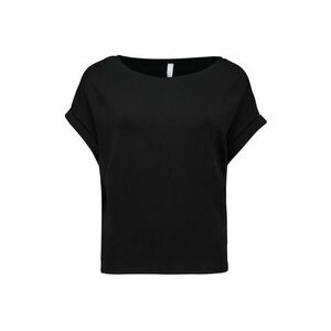 Tricou din amestec de modal cu decolteu la baza gatului - Negru imagine