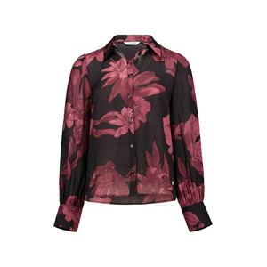 Camasa cu model floral - Negru/Rosu stins imagine