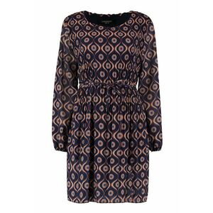 Rochie scurta cu decolteu rotund - Maro deschis/Bleumarin imagine