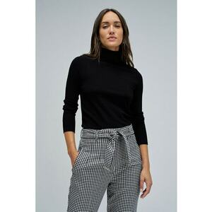 Pulover slim fit cu guler inalt - Negru imagine