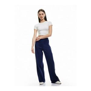 Pantaloni de trening cu croiala ampla si dungi - Bleumarin imagine