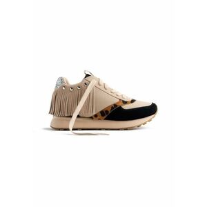 Pantofi sport wedge de piele intoarsa - Maro taupe imagine