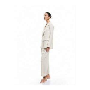Pantaloni crop cu croiala ampla - din amestec de in - Bej imagine