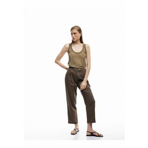 Pantaloni drepti din amestec de in - Maro imagine
