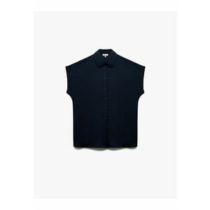 Camasa de satin fara maneci - Bleumarin imagine