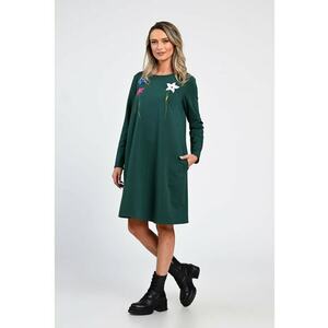 Rochie Dama - A-Line - cu Buzunare Laterale si Pictura Realizata Manual V363 - imagine
