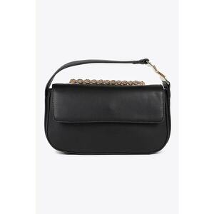 Geanta crossbody de piele ecologica si bareta din lant - Negru imagine