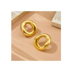 Cercei aurii - forma ondulata - inox suflat cu aur 18k - 3x2 imagine