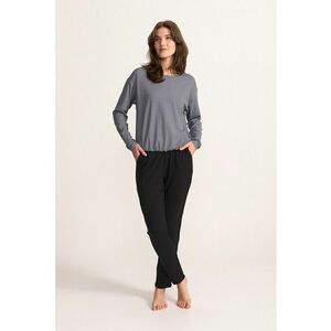 Pijama cu maneci lungi Relax Time - Alb/Negru imagine