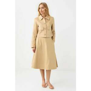 Fusta midi evazata cu fermoar - Bej imagine