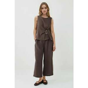 Pantaloni capri din amestec de modal cu croiala ampla - Maro imagine