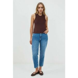Top slim-fit din amestec de bumbac - Maro imagine
