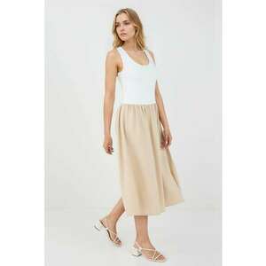 Rochie midi cu aspect 2-in-1 - Alb/Bej imagine