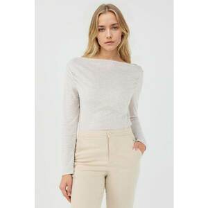 Bluza slim-fit cu decolteu barcuta - Bej deschis imagine