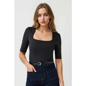 Bluza cu decolteu patrat - Negru imagine