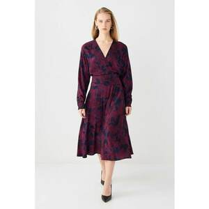 Rochie petrecuta cu model floral - Visiniu/Bleumarin imagine